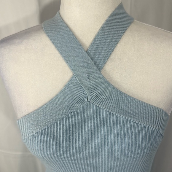 House of Harlow 1960 Blue Halter Neck Ribbed Dress Size Small - Picture 2 of 8